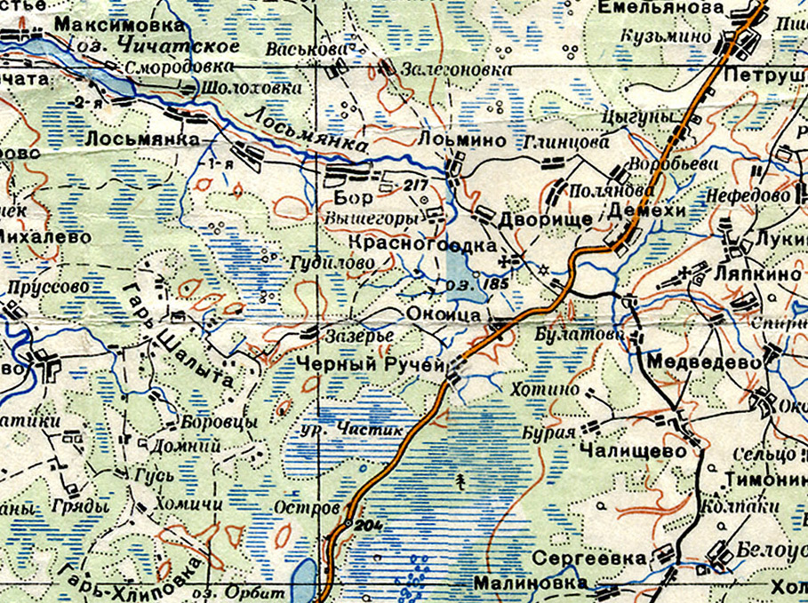 Карта(фрагмент) Бельского района 1942г.(M 1:200)